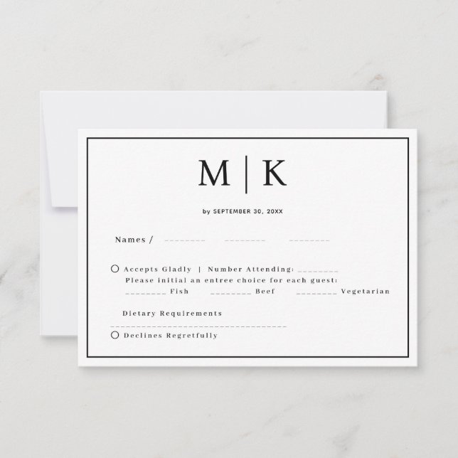 Enkel minimal och Chic | BRÖLLOP OSA Kort (Framsida)
