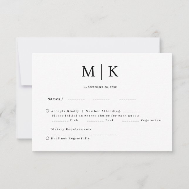 Enkel minimal och Chic | BRÖLLOP OSA Kort (Framsida)