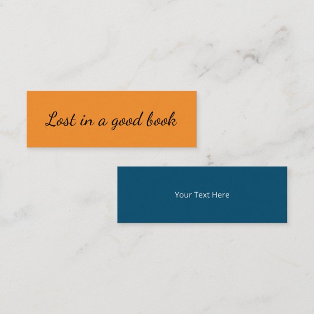 Enkel Minimal Orange Teal Marknadsföringskort Bokm Mini Visitkort (Fram/baksida)