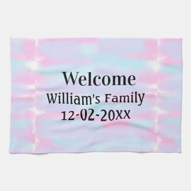 enkel minimal personlig av monogram logotyp välkom kökshandduk (Horisontell)