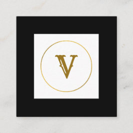 enkel minimal personlig i guld-monogrammet modern  fyrkantigt visitkort