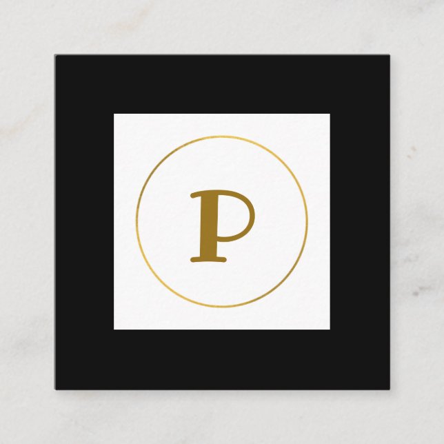 enkel minimal personlig i guld-monogrammet modern  fyrkantigt visitkort (Framsida)