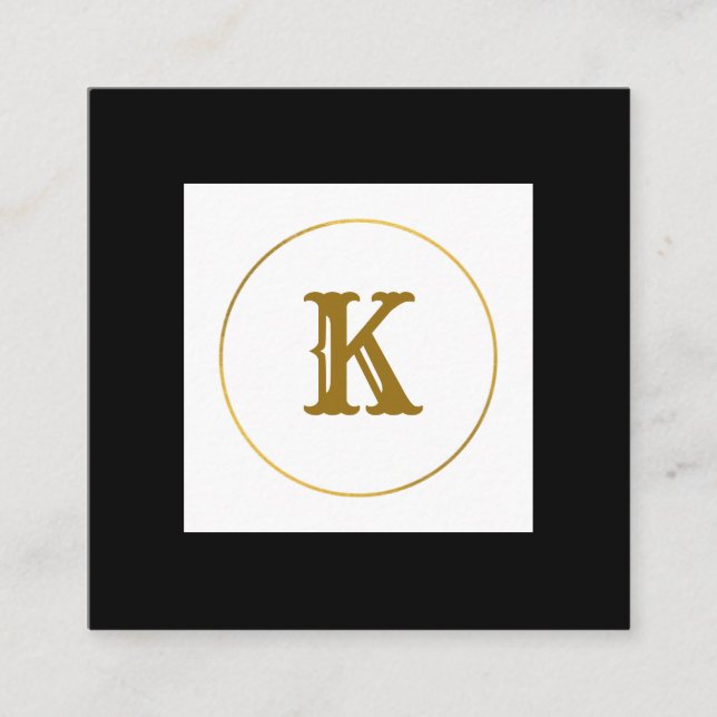 enkel minimal personlig i guld-monogrammet modern  fyrkantigt visitkort (Framsida)