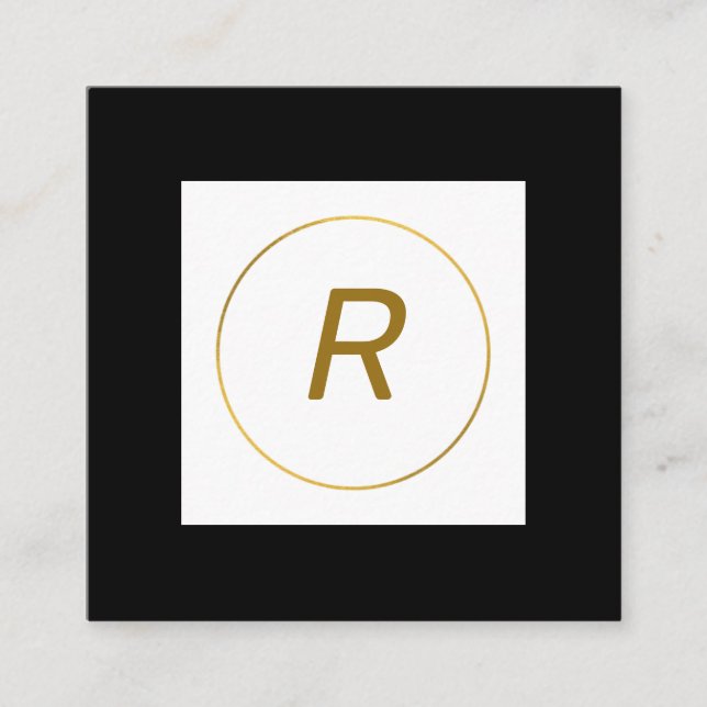 enkel minimal personlig i guld-monogrammet modern  fyrkantigt visitkort (Framsida)