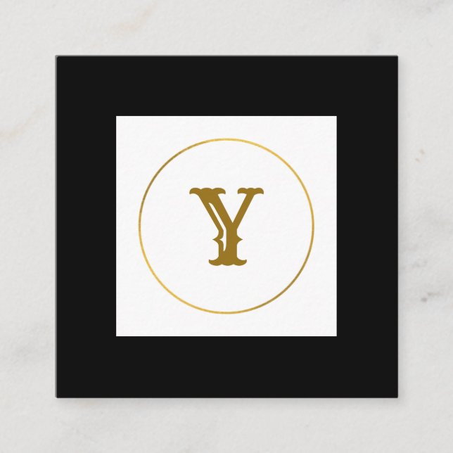 enkel minimal personlig i guld-monogrammet modern  fyrkantigt visitkort (Framsida)