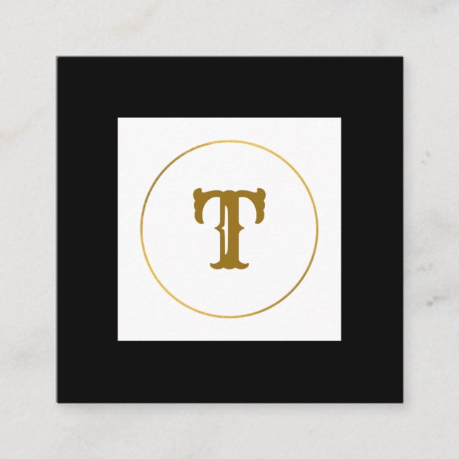 enkel minimal personlig i guld-monogrammet modern  fyrkantigt visitkort (Framsida)