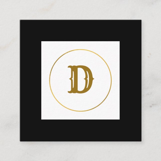 enkel minimal personlig i guld-monogrammet modern  fyrkantigt visitkort (Framsida)