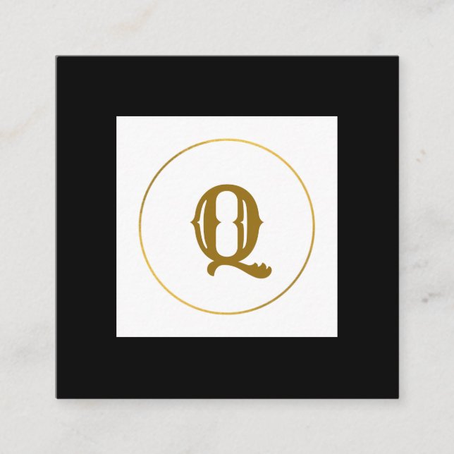 enkel minimal personlig i guld-monogrammet modern  fyrkantigt visitkort (Framsida)