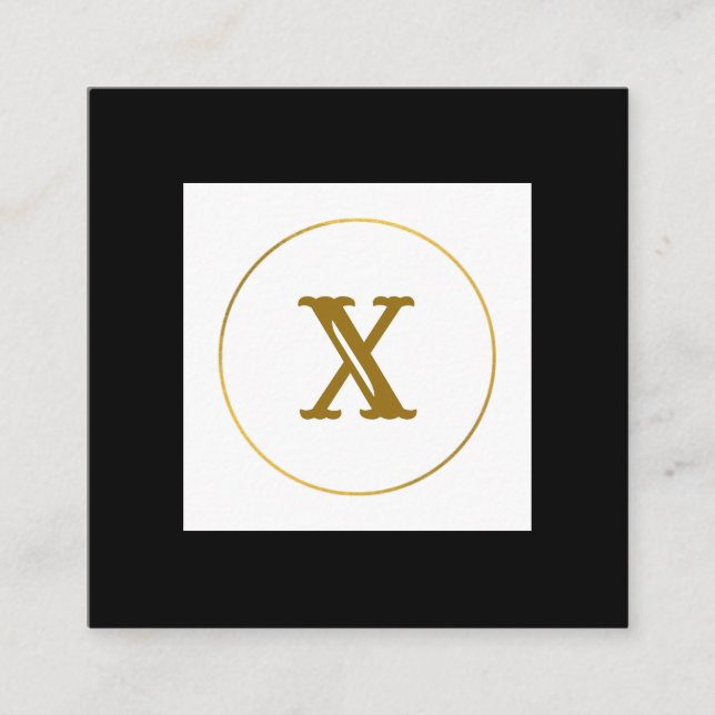 enkel minimal personlig i guld-monogrammet modern  fyrkantigt visitkort (Framsida)