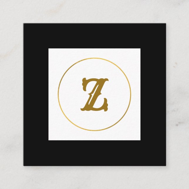 enkel minimal personlig i guld-monogrammet modern  fyrkantigt visitkort (Framsida)