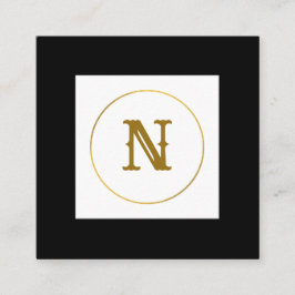 enkel minimal personlig i guld-monogrammet modern  fyrkantigt visitkort