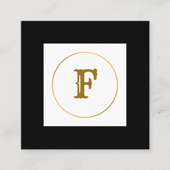 enkel minimal personlig i guld-monogrammet modern  fyrkantigt visitkort (Framsida)