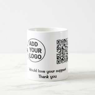 Enkel minimal q r-kod lägger till social-medietext kaffemugg