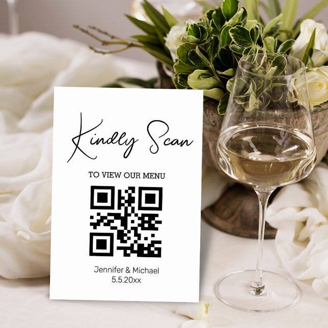 enkel minimal qr-kod vigselmeny bordsnummer (Skapare uppladdad)