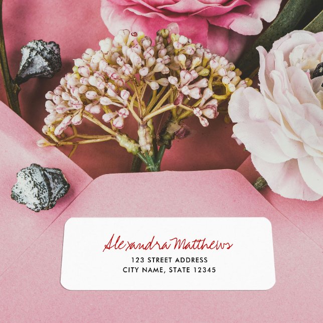 Enkel minimal Returadress för Red Script Company Returadress Etikett (Skapare uppladdad)