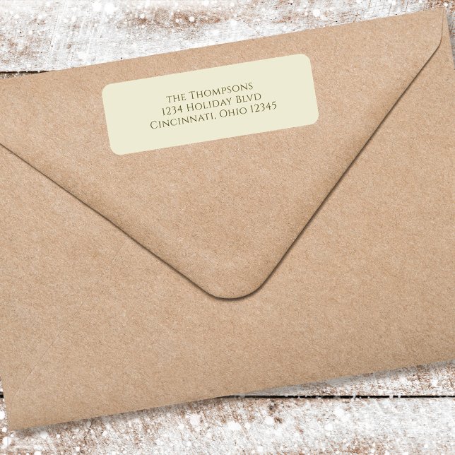 Enkel, minimal Returadress i Guld Etikett (Simple golden tan return address label. )