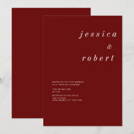Enkel minimal Röd och vit Bröllop Inbjudningar