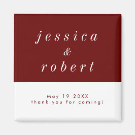 Enkel minimal Röd och vit Bröllop Magnet