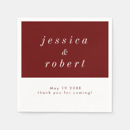 Enkel minimal Röd och vit Bröllop Pappersservett