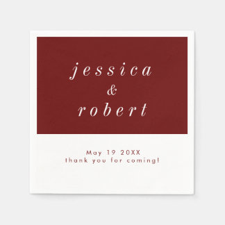 Enkel minimal Röd och vit Bröllop Pappersservett