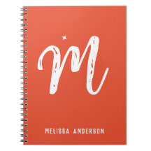 Enkel minimal röd Orange Monogram Namn