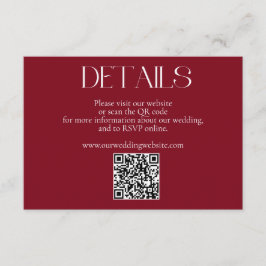 Enkel minimal Röd QR-kod Bröllop webbplats Tilläggskort