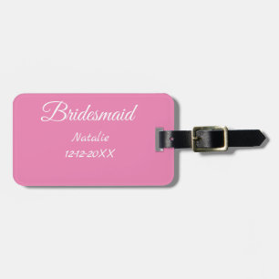 Enkel minimal rosa brudtärna lägg till namn år tex bagagebricka