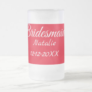 Enkel minimal rosa brudtärna lägg till namn år tex frostat ölglas