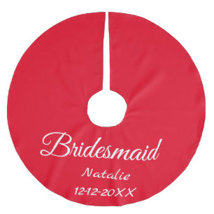Enkel minimal rosa brudtärna lägg till namn år tex julgransmatta borstad polyester