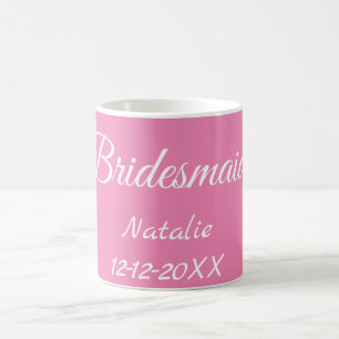 Enkel minimal rosa brudtärna lägg till namn år tex kaffemugg