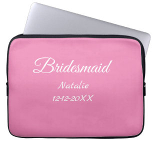Enkel minimal rosa brudtärna lägg till namn år tex laptop fodral