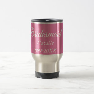 Enkel minimal rosa brudtärna lägg till namn år tex resemugg