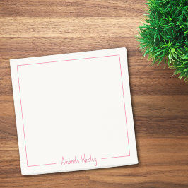 Enkel minimal Rosa Monogram Fullt Namn Post-it Block