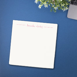 Enkel minimal Rosa Monogram Fullt Namn Post-it Block