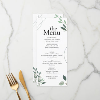 Enkel, minimal, rustisk eukalyptus Greenery-middag Meny