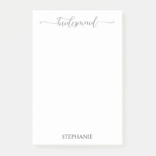 Enkel, minimal skript Bridesmaid Gift Post-it Block