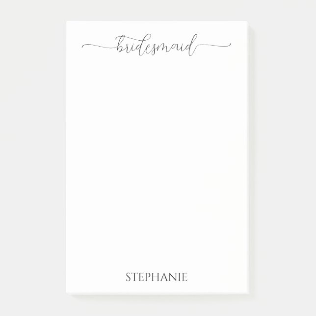 Enkel, minimal skript Bridesmaid Gift Post-it Block (Framsida)