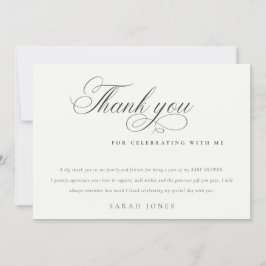 Enkel Minimal Skript Svart Vitt Baby Shower Tack Kort