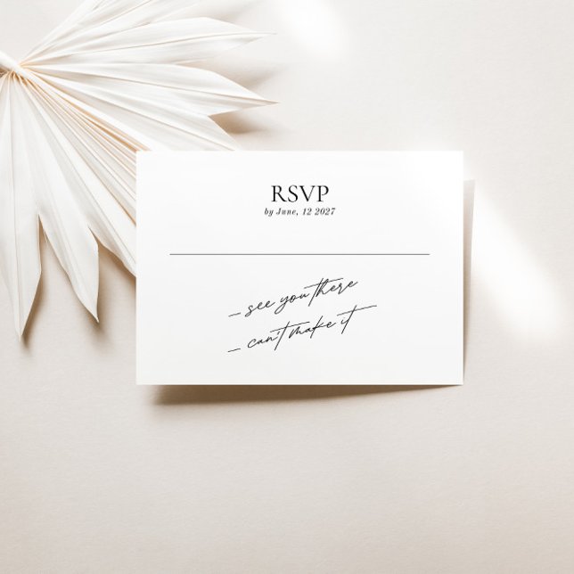 Enkel minimal svart och vit Bröllop OSA Kort (Simple Minimal Black and White Wedding RSVP Card)