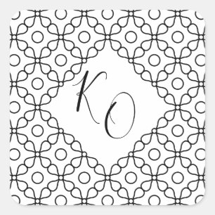 Enkel minimal svart och vit kalligrafi Bröllop Fyrkantigt Klistermärke
