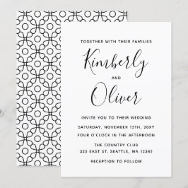 Enkel minimal svart och vit kalligrafi Bröllop Inbjudningar