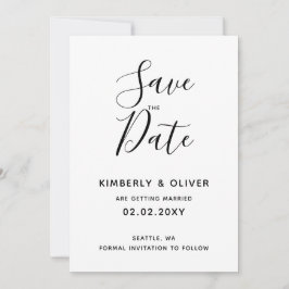 Enkel minimal svart och vit kalligrafi Bröllop Inbjudningar