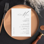 Enkel, minimal svart och vit modern Bröllop Bord Meny<br><div class="desc">Denna minimala svartvita moderna meny Bröllop Bord är perfekt för alla formella tillfälle som bröllop, repetitionsmiddag eller förlovningsfest. Utformningen har ett svart och vitt färg-schema med en modern och elegant beröring. Menyn är enkel och minimalistisk och skapar det lätt för gästerna att läsa och välja sina måltider. Utformningen innehåller även...</div>