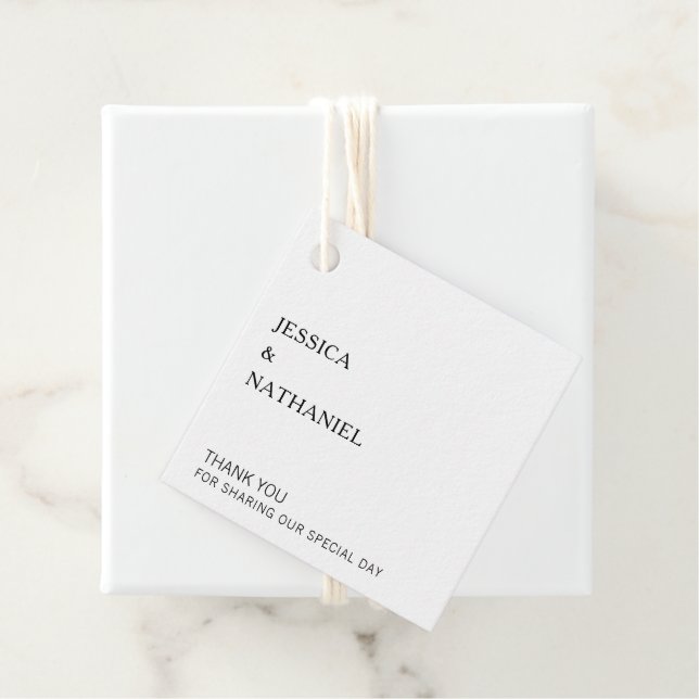Enkel, minimal svart och vit modern Bröllop Gåvor Etiketter (På plats)