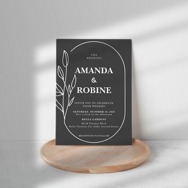 Enkel minimal svartvit bröllopsinbjudan inbjudningar (Skapare uppladdad)