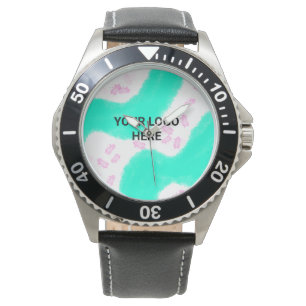 ENKEL MINIMAL TEXT STIL GIFT grönt vattenfärg T Armbandsur