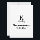 ENKEL MINIMAL tillägg ditt namn anpassad groomsman Inbjudningar<br><div class="desc">design</div>