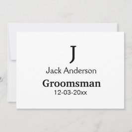 ENKEL MINIMAL tillägg ditt namn anpassad groomsman Inbjudningar