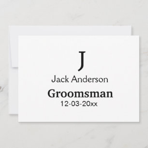 ENKEL MINIMAL tillägg ditt namn anpassad groomsman Inbjudningar