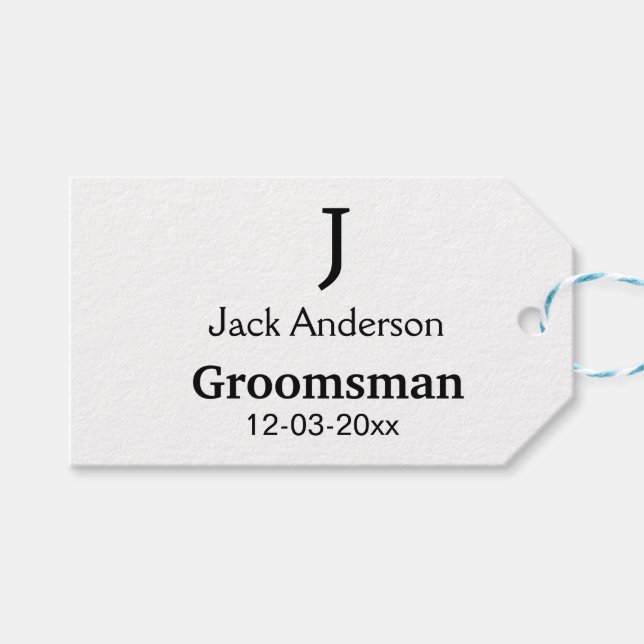 ENKEL MINIMAL tillägg ditt namn anpassad groomsman Presentetikett (Framsidan (Horisontell))